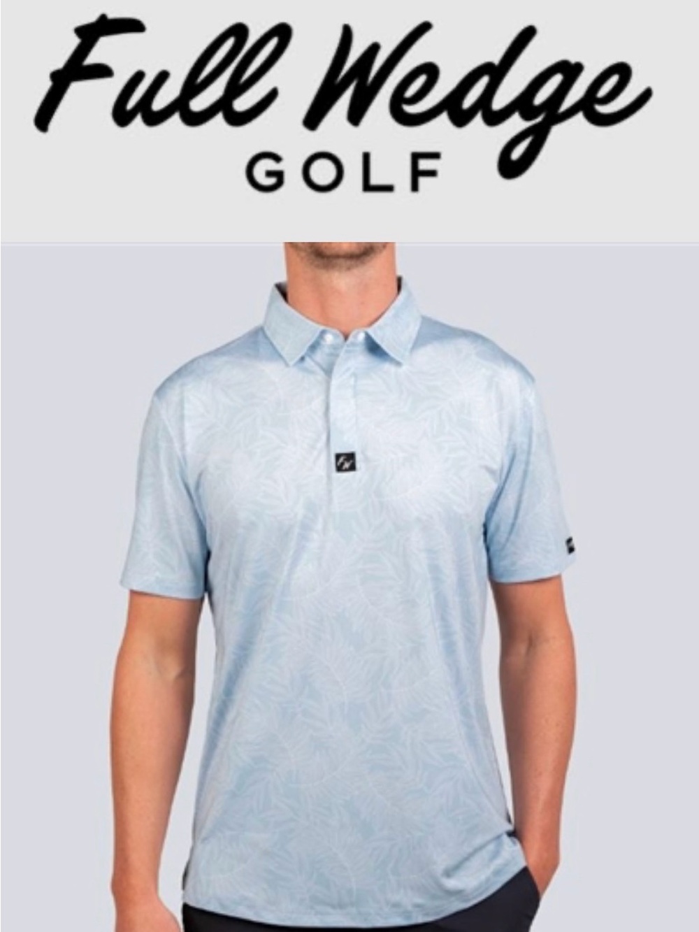 Full Wedge Golf Monterey Polo Men’s Medium Blue Tropical Performance Shirt